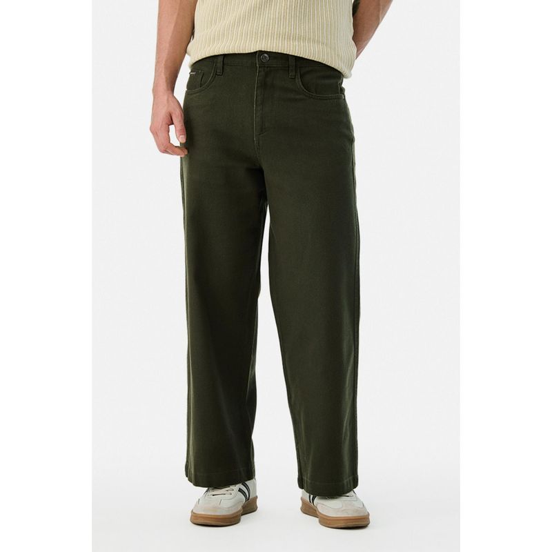 Snitch Mens Olive Solid Regular Casual Jeans (32)