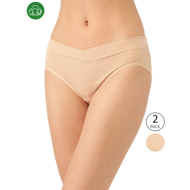 Inner Sense Organic Cotton Antimicrobial Maternity Panty - Nude (Pack of 2) (L)