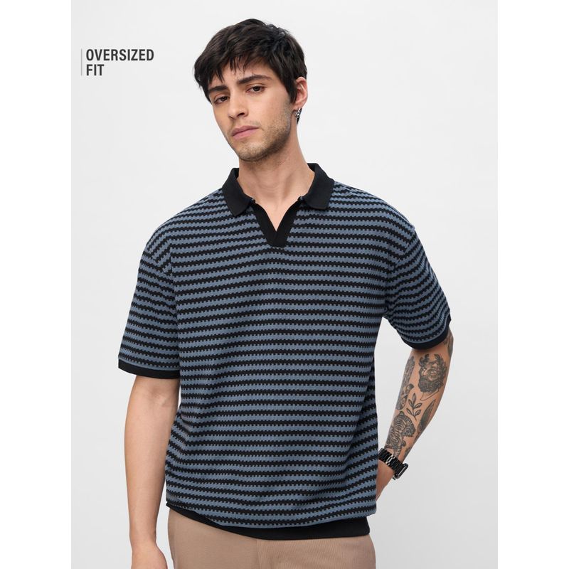 The Souled Store Originals Jacquard : Twilight Men Oversized Polo T-shirt (XL)