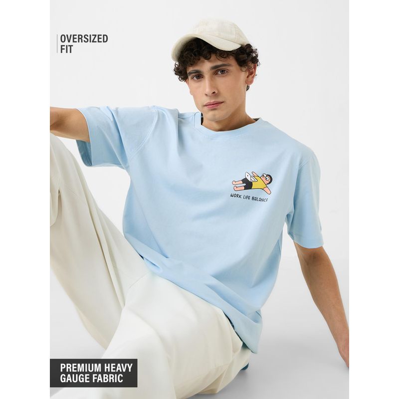 The Souled Store Originals Relaxed T-shirt: Work Life Balance Men Relaxed Fit T-shirt (S)