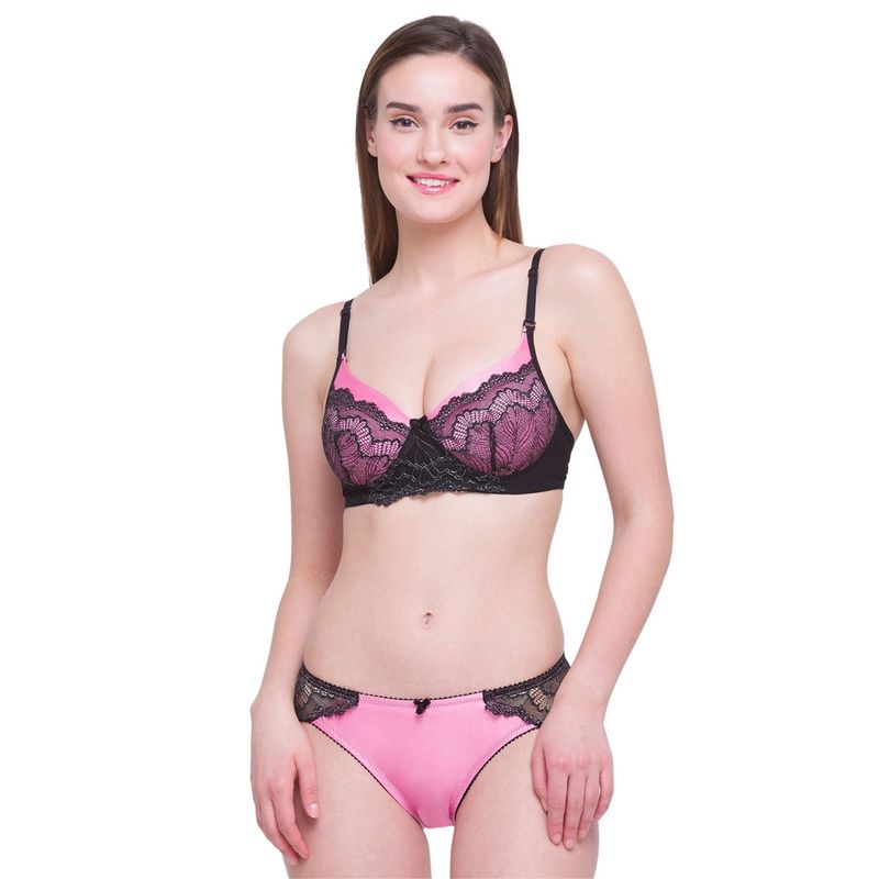 Candyskin Women Pink Solid Lingerie Set - Pink (Pack of 2) (32C)