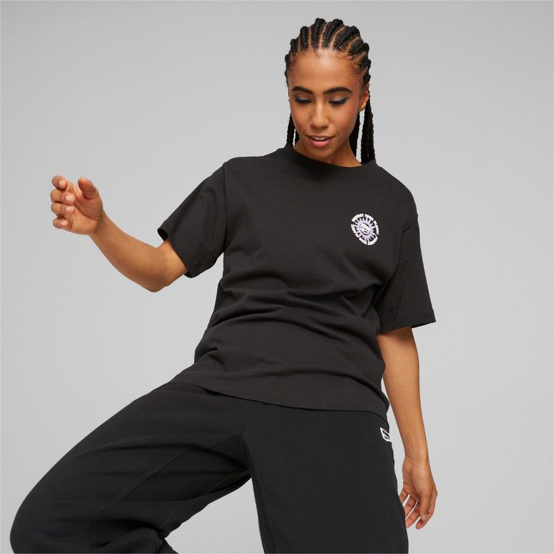 Puma Downtown Relaxed Graphic Womens Black T-Shirt (XS)
