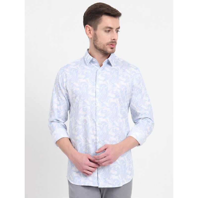 JadeBlue Men Blue Pure Cotton Printed Slim Fit Casual Shirt (39)