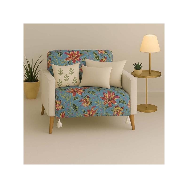 THROW PILLOW Grey Humming Bird With White Corner Tassel Sofa Cover (1 Seater)