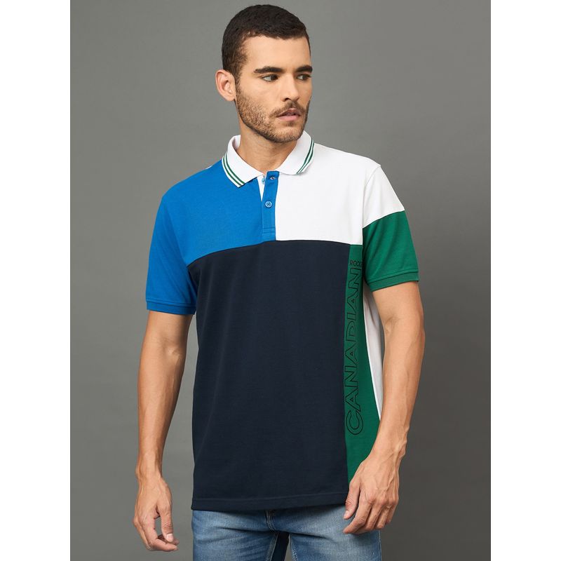 Club York Men Navy Polo neck T-Shirt (S)