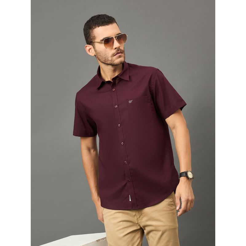 Club York Men Wine collar neck Shirt (XL)