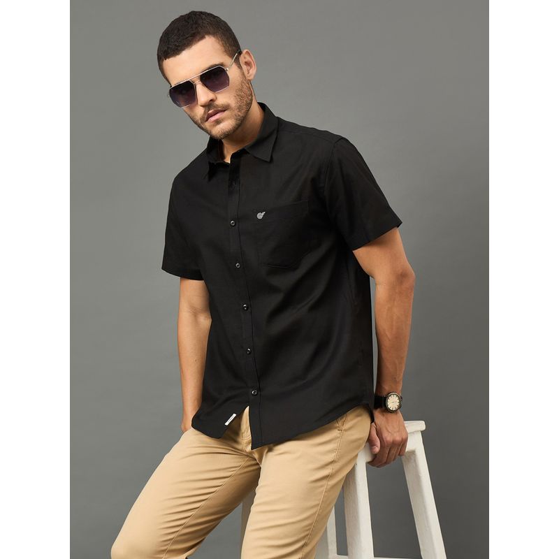 Club York Men Black collar neck Shirt (XL)