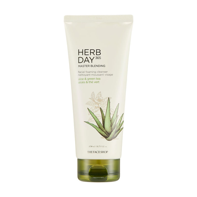 The Face Shop Herb Day 365 Face Wash - Aloe & Greentea, Hydrates Skin & Maintains Ph Level