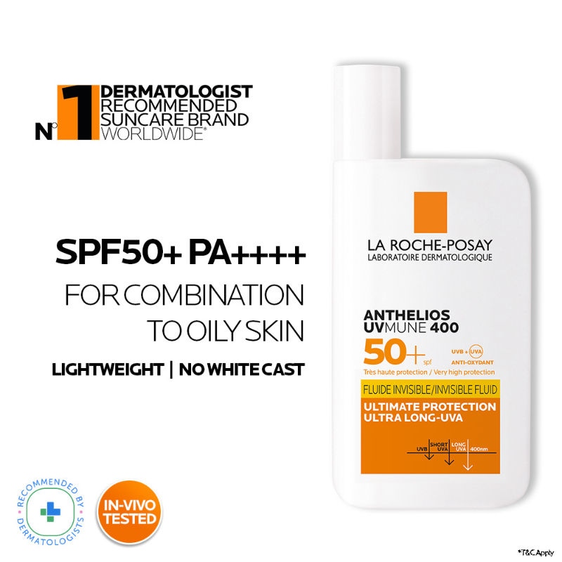 La Roche-Posay Anthelios UVMUNE400 Invisible Fluid SPF50+ Ultra-light Sunscreen for Sensitive Skin