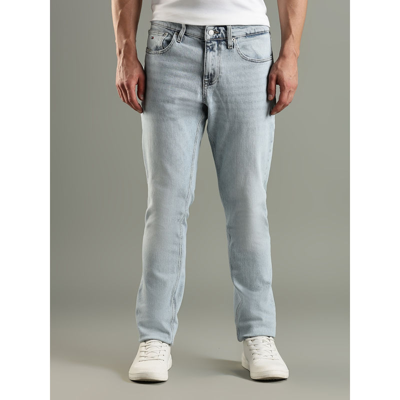 Tommy Hilfiger Blue Heavy-Wash Slim Fit Mid Rise Jeans (32)