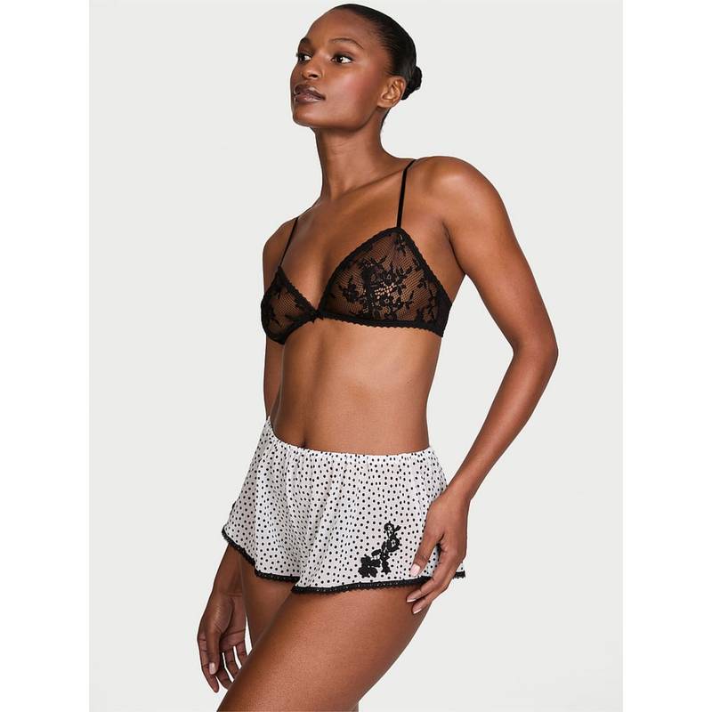 Victoria's Secret Dream Angels Lace Bralette with Chiffon Polka Dot Shorts (XS)
