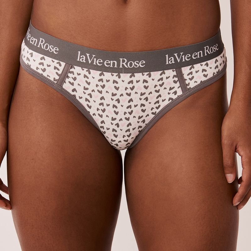 La Vie En Rose Cotton and Logo Elastic Band Thong Panty (S)