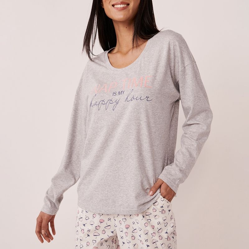 La Vie En Rose Cotton Crew Neck Long Sleeve Shirt (L)