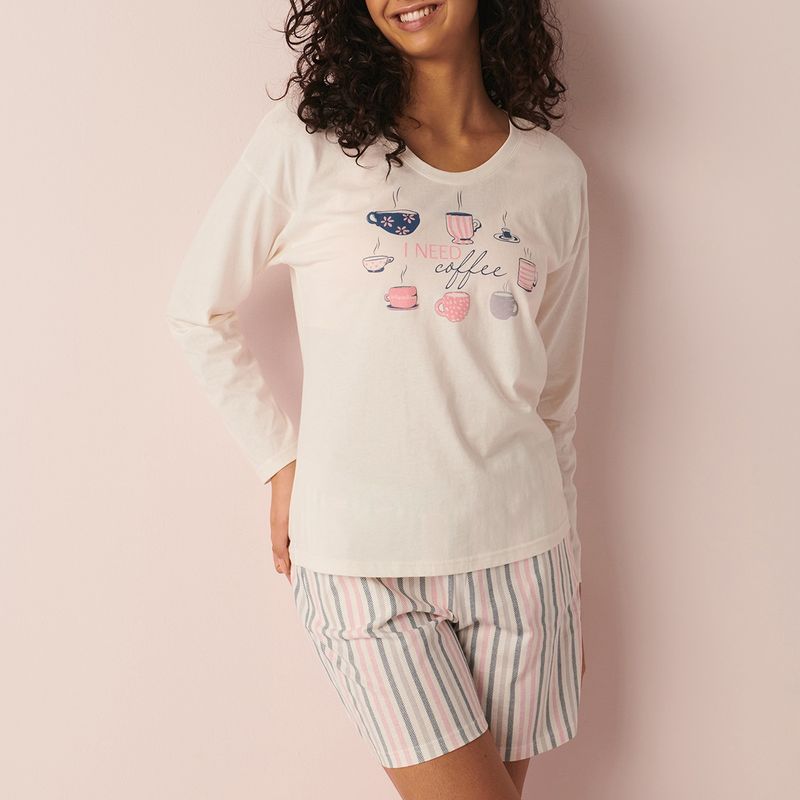 La Vie En Rose Cotton Crew Neck Long Sleeve Shirt (XS)