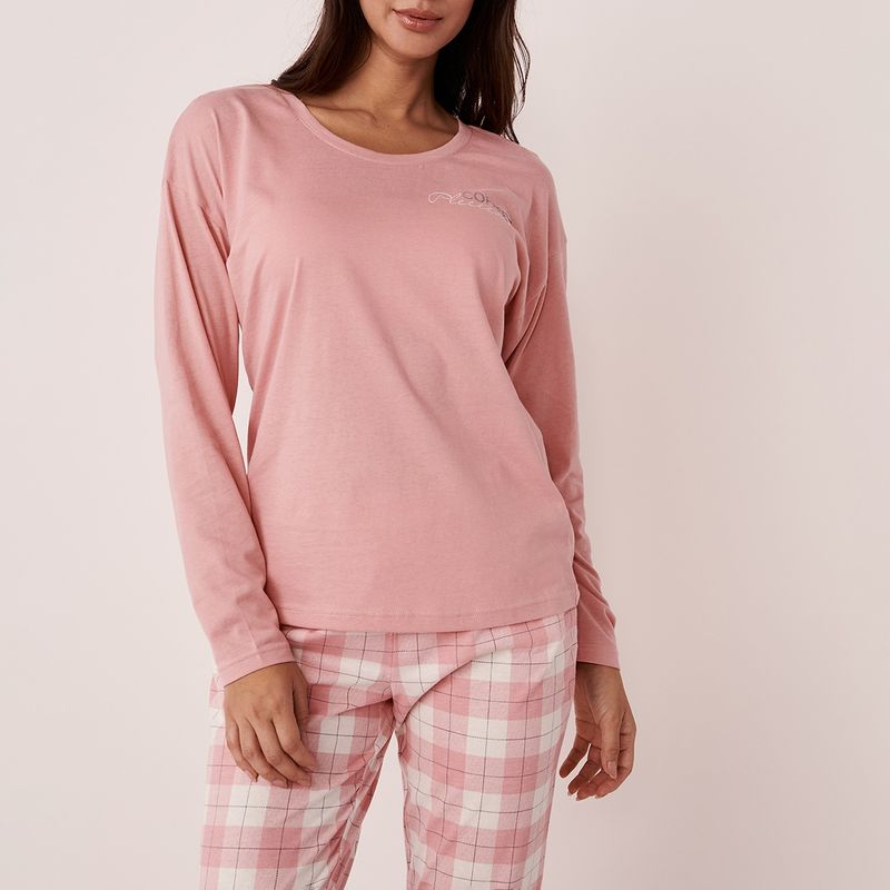 La Vie En Rose Cotton Crew Neck Long Sleeve Shirt (S)