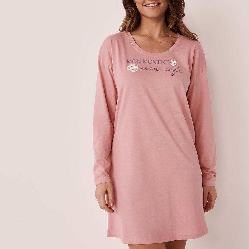 La Vie En Rose Cotton Long Sleeve Sleepshirt (XS)