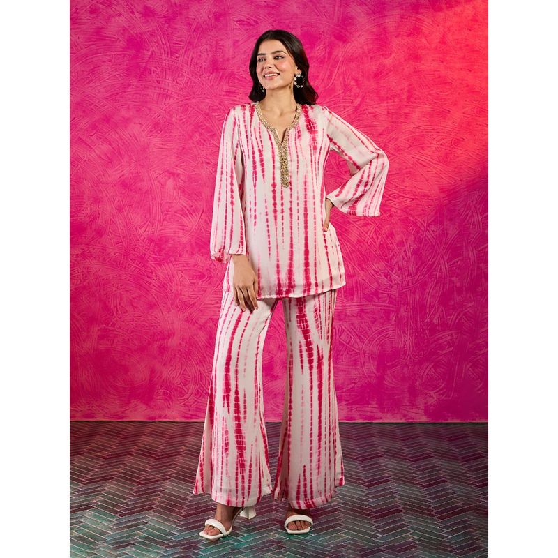 Gajra Gang Frida Farida Pink Modal Shibori Tie Dye Co-Ord GGFFCS01 (Set of 2) (S)