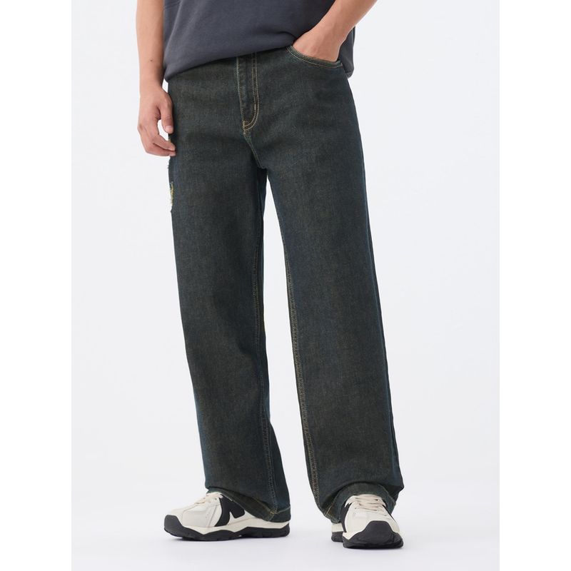 The Souled Store Wide Fit Denim Dark Stone Men Jeans (30)