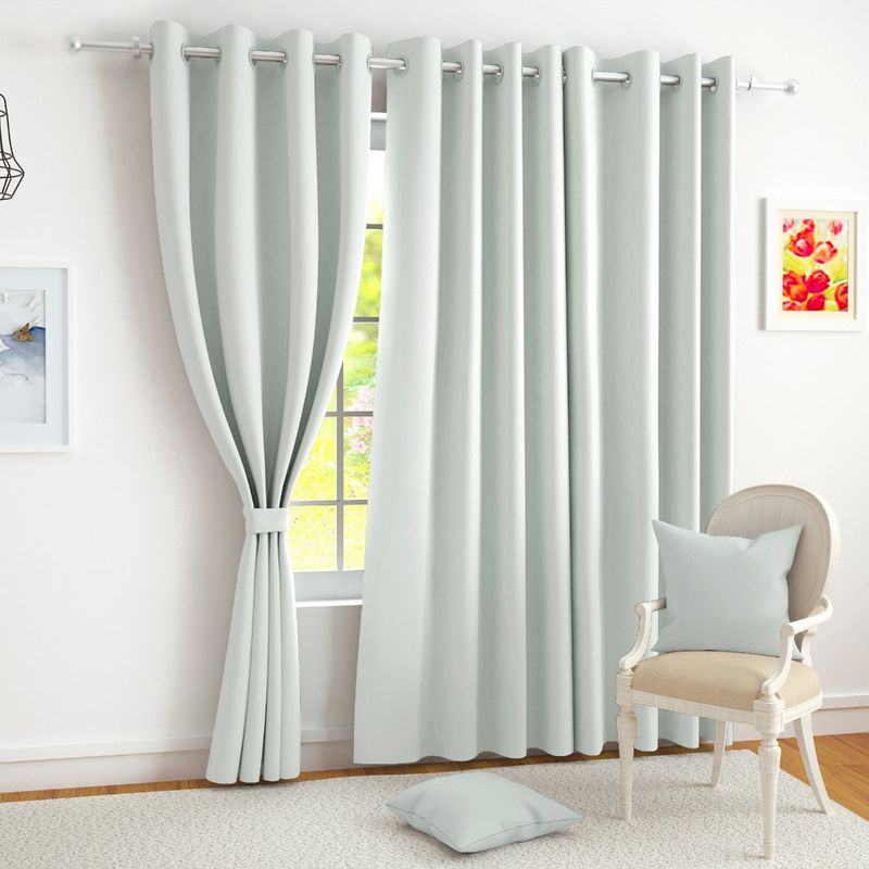 Story@Home Grey Blackout 300 Gsm Polyester 3 Piece Window Curtains (5 Feet)