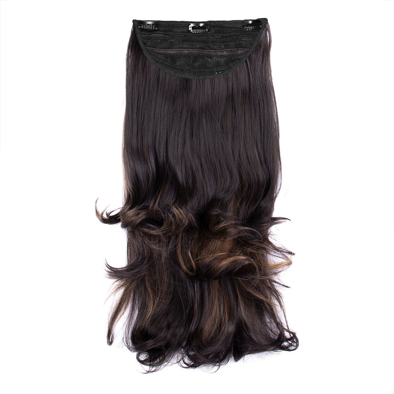 Streak Street Clip-In 24 Out Curl Dark Brown Hair Extensions With Golden Highlights