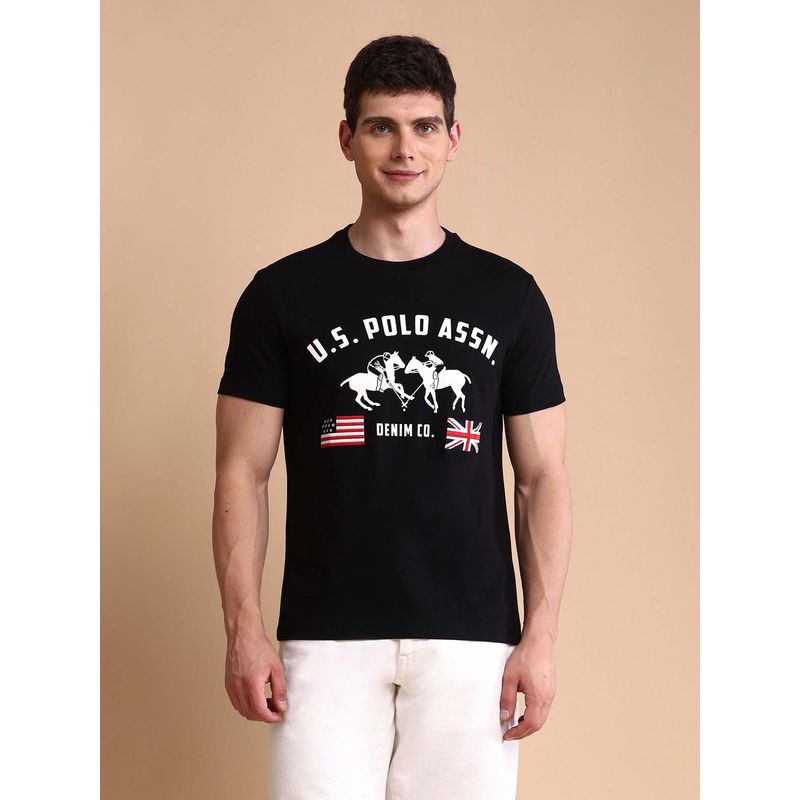 U.S. Polo Assn. Denim Co. Black Mens Brand Muscle Fit T-Shirt (XL)