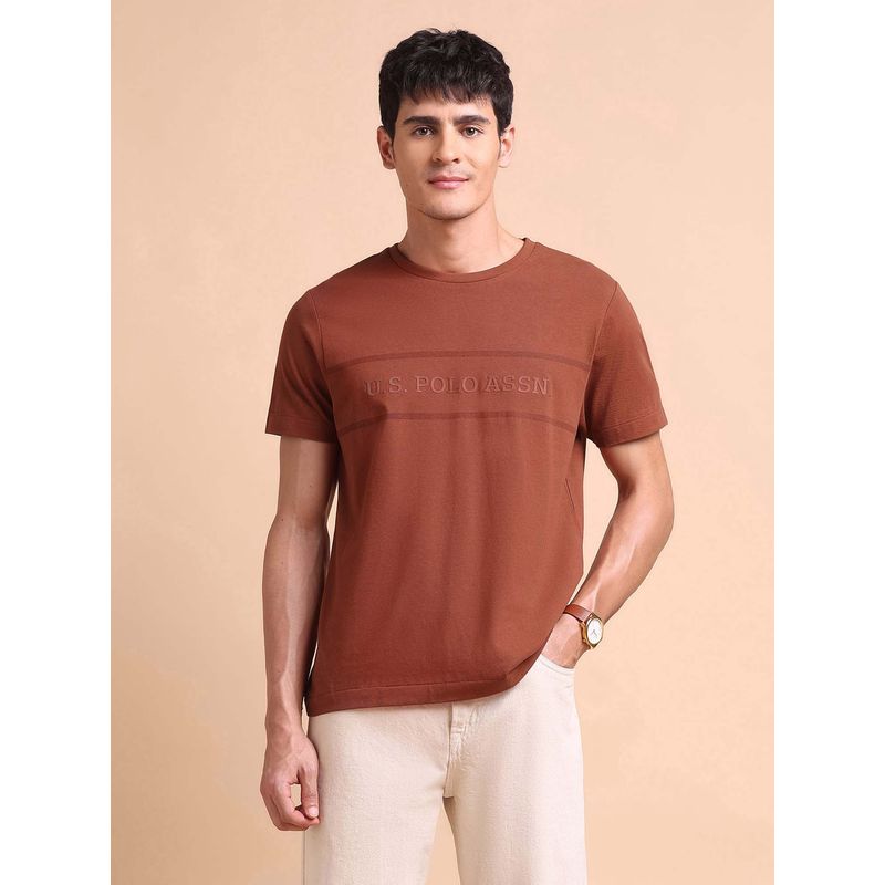 U.S. POLO ASSN. Rust Mens Brand Embossed Slim Fit T-Shirt (S)