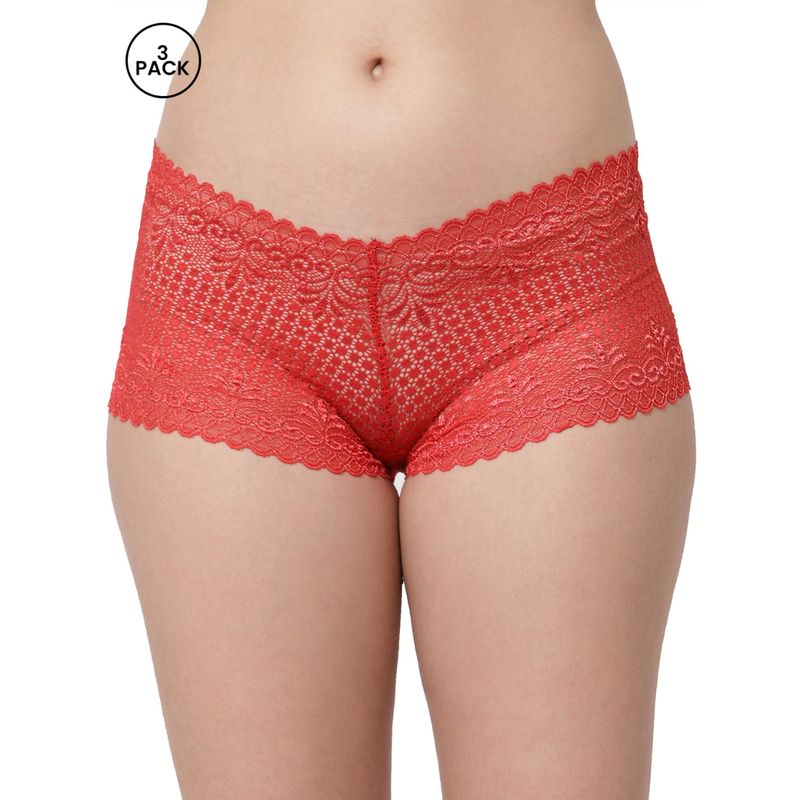Cukoo Pack of 3 Lacy Red Panty (L)