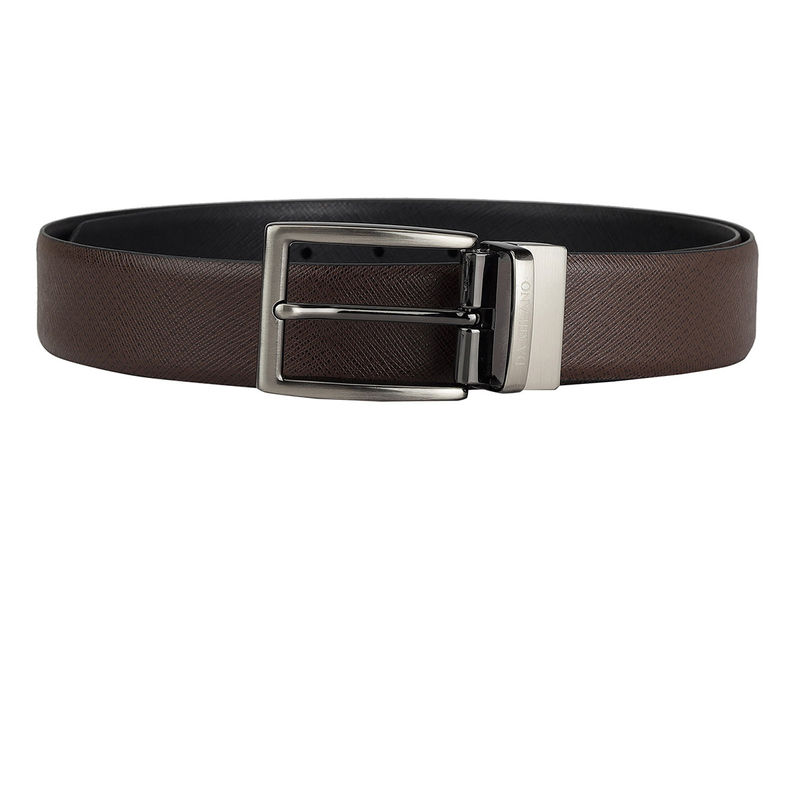 Da Milano Genuine Leather Brown & Black Reversible Belt BM-3232-35R-OLSAFFIANO (38)