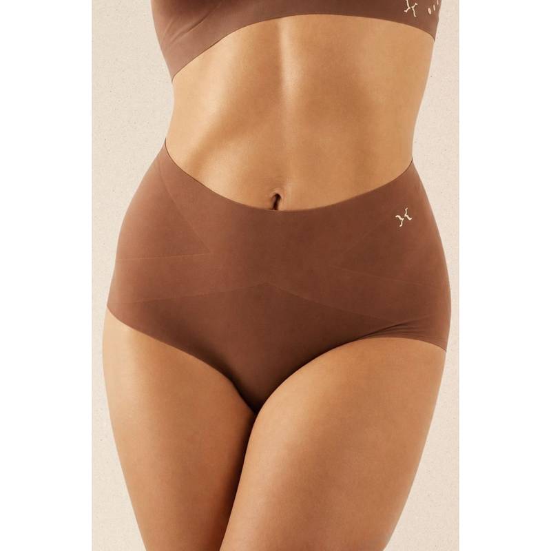 Krvvy All Day Control High Waist Seamless Tummy Compression Shapewear Brown (2XL-3XL)