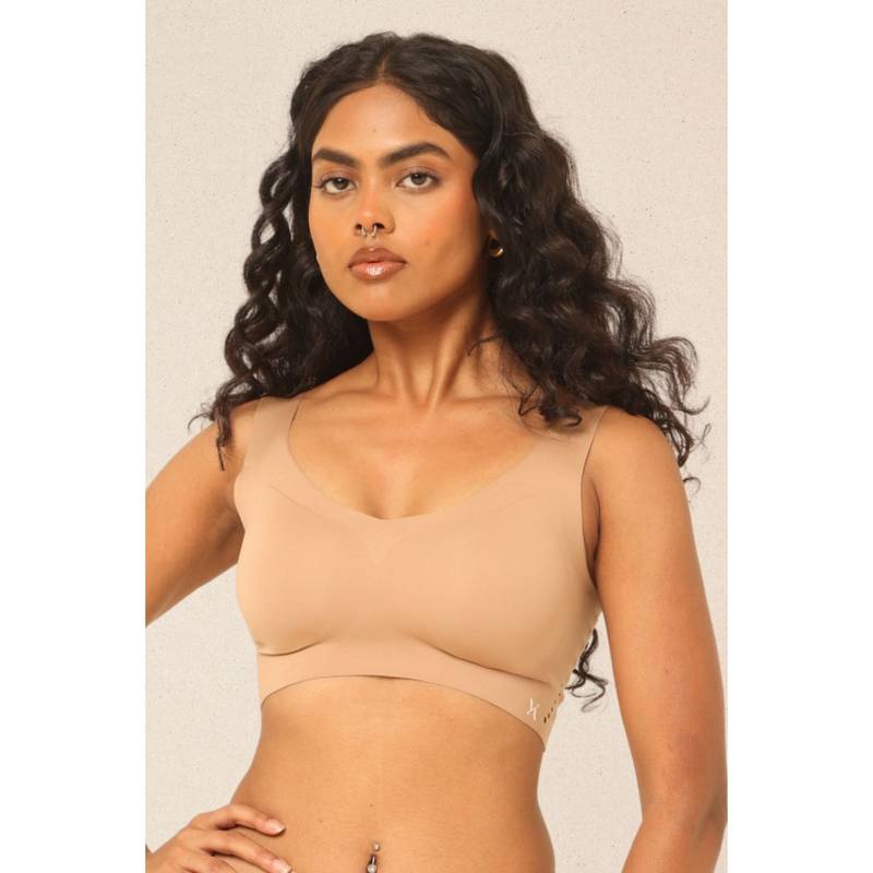 Krvvy Ultrasoft Wireless Seamless Bralette | Full Coverage Slip-On with Removable Pads (XL)
