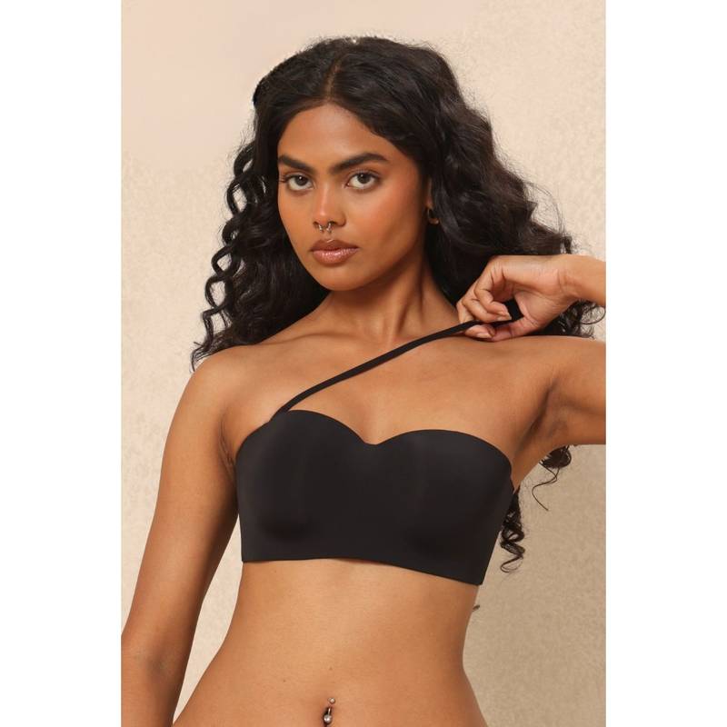Krvvy Black Premium Padded Strapless Convertible Multi-Way Seamless Bra (S)