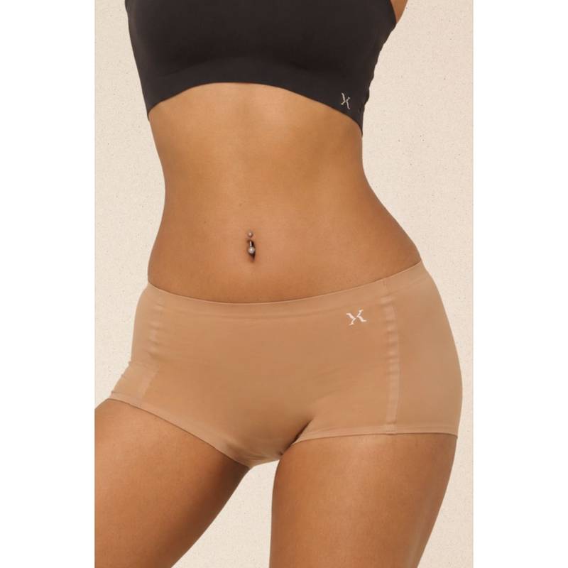 Krvvy Airsoft Women's Bronze High Coverage Seamless and Breathable Fit Boy Shorts (L/XL)