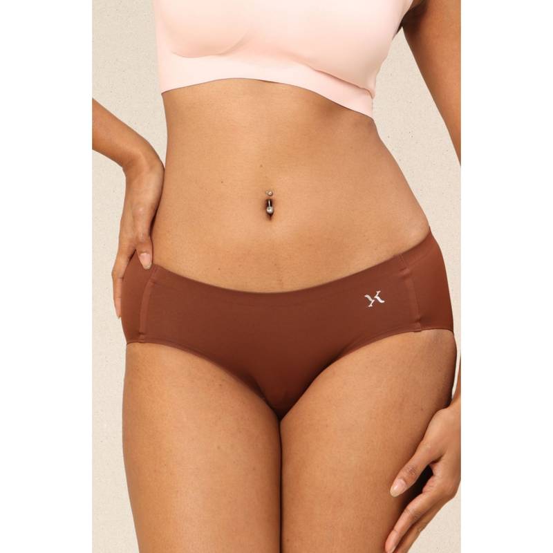 Krvvy Brown Breeze Seamless Mid-Waist with Ventilation Holes Panty (2XL/3XL)