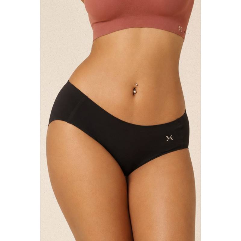 Krvvy Black Breeze Seamless Mid-Waist with Ventilation Holes Panty (4XL/5XL)