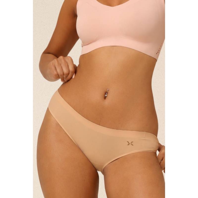 Krvvy Beige Breeze Seamless Mid-Waist with Ventilation Holes Panty (4XL/5XL)