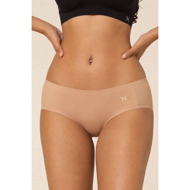 Krvvy Beige Breeze Seamless Mid-Waist with Ventilation Holes Panty (2XL/3XL)