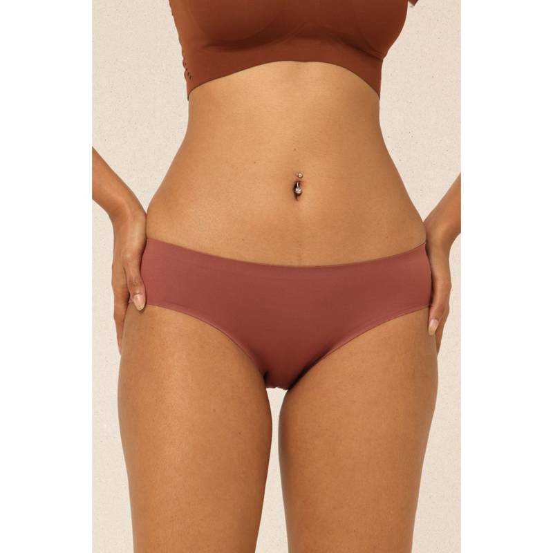 Krvvy Mauve Low Waist Seamless Mid Coverage Ventilation Holes Bikini Panty (4XL/5XL)