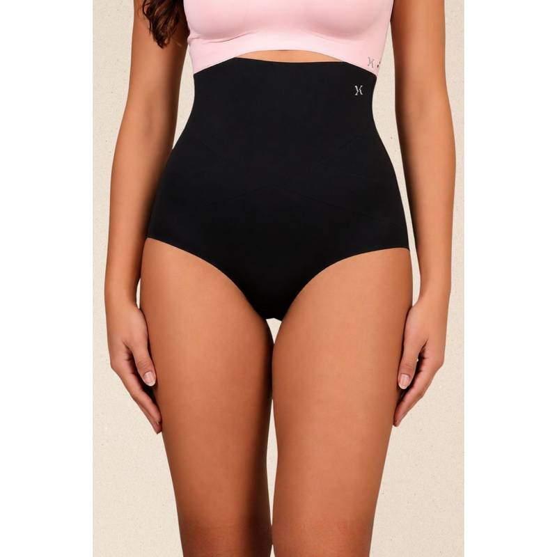 Krvvy Women Black Waist and Tummy High-Rise Shapewear (2XL/3XL)