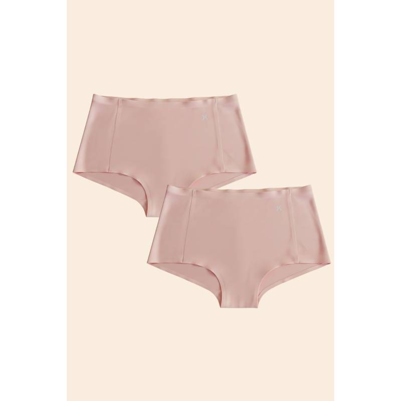 Krvvy Women Seamless High Coverage Lightweight & Breathable Boyshorts Pink (Pack of 2) (2XL-3XL)