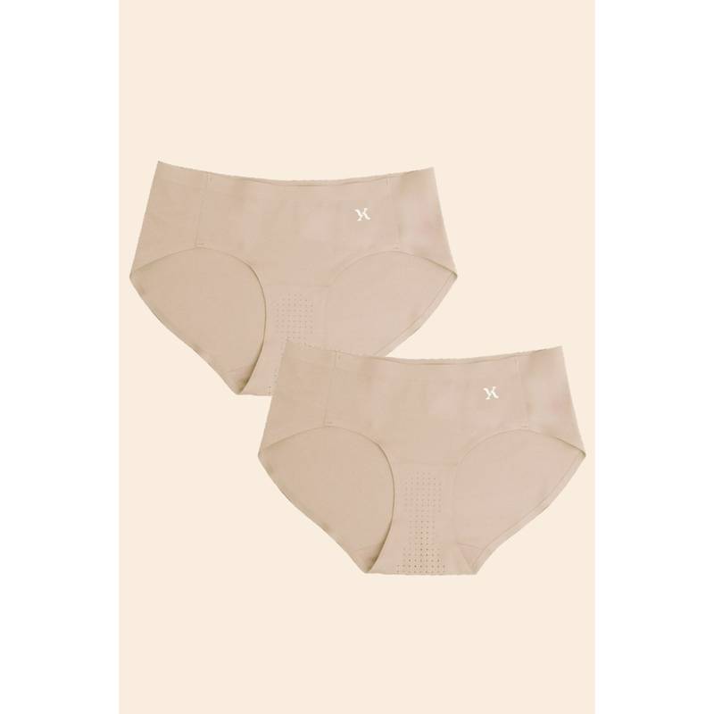 Krvvy Women Cream Low-Rise Seamless Hipsters (Pack of 2) (2XL-3XL)