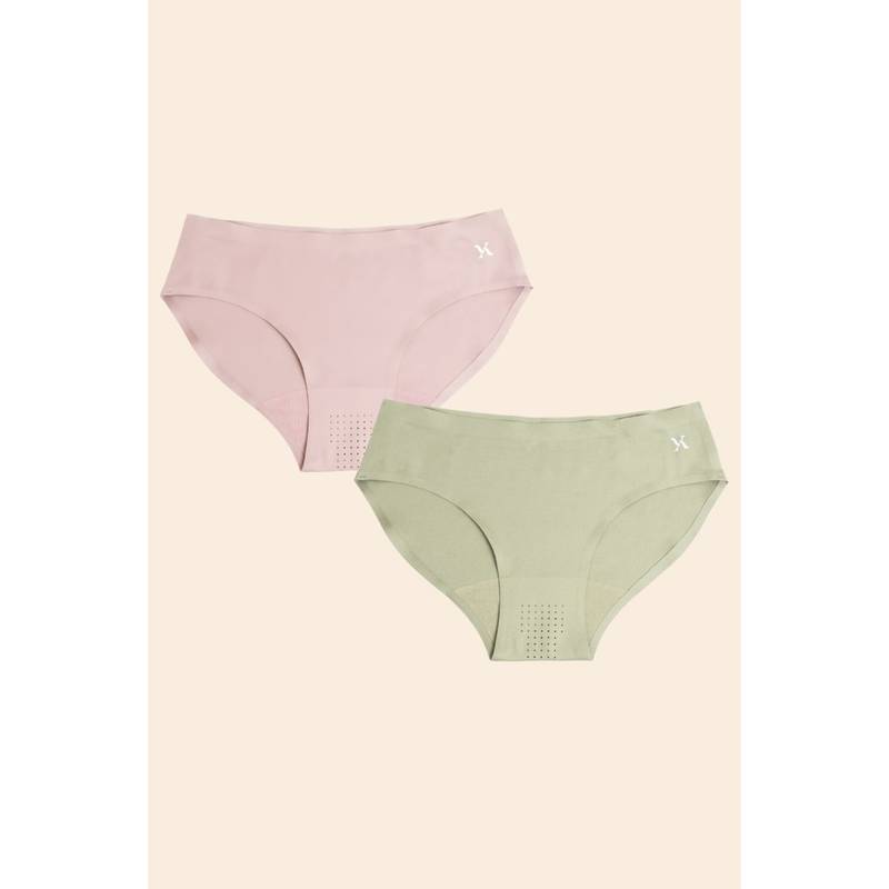 Krvvy Premium Seamless Bikini Underwear Low Rise Panties Set of 2 with Cotton Gusset (S-M)