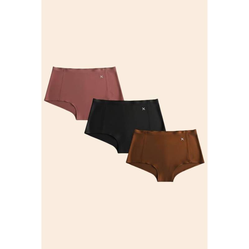 Krvvy Premium Seamless High Rise Boyshorts Invisible Panties Multi-Color (Pack of 3) (XL)