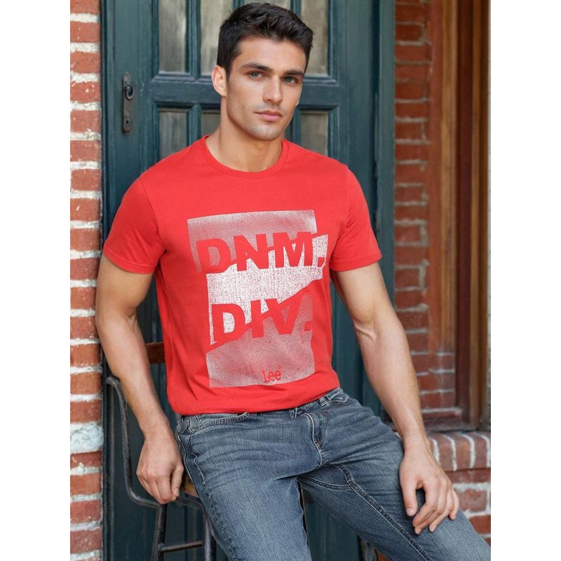 Lee Mens Graphic Red T-Shirt (Slim) (L)