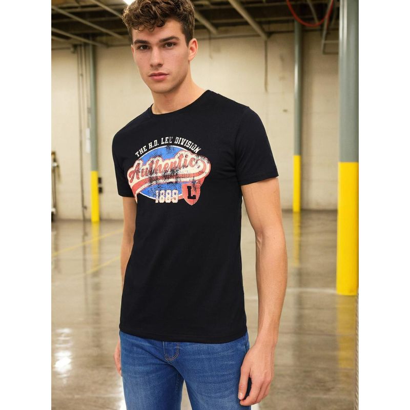 Lee Mens Graphic Print Black T-Shirt (Slim) (M)