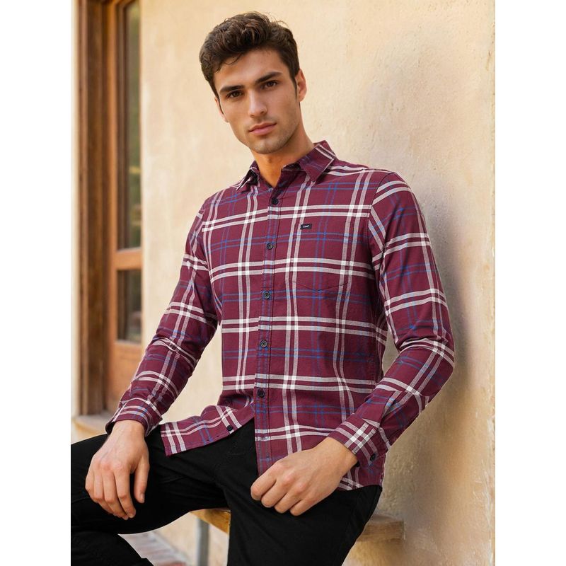 Lee Mens Checked Red Shirt (Slim) (M)