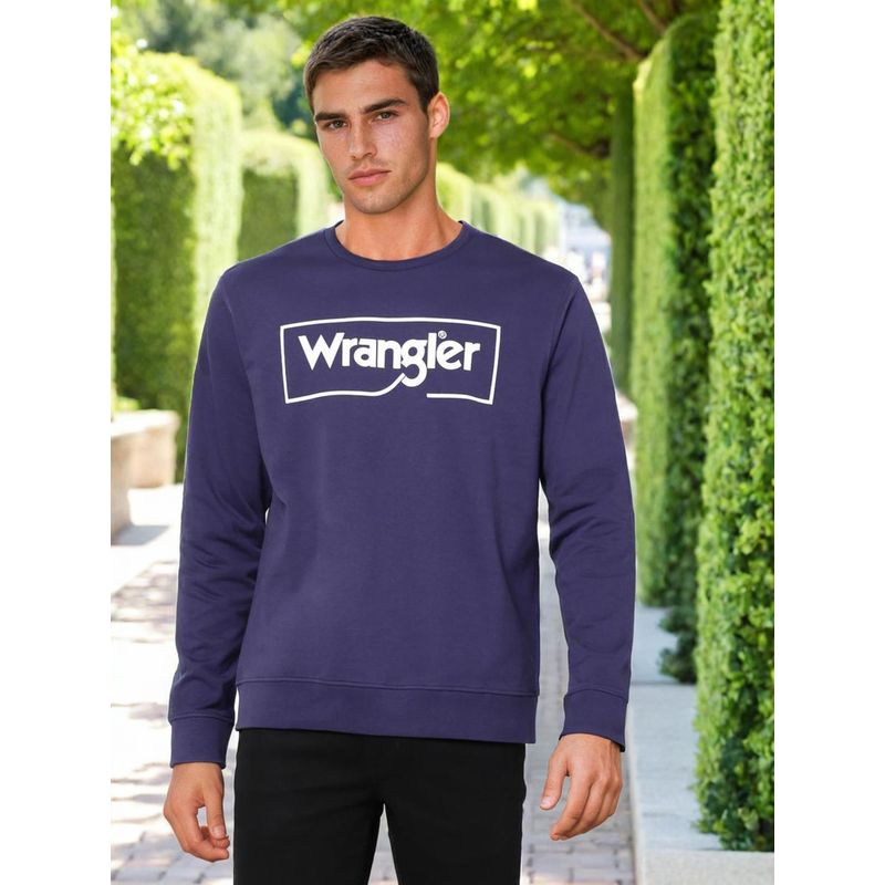 Wrangler Men Printed Blue Sweatshirt (Regular) (L)