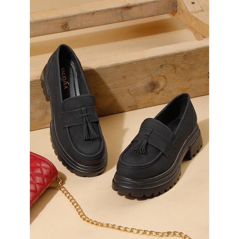 VALIOSAA Black Casual Block Loafers (EURO 37)