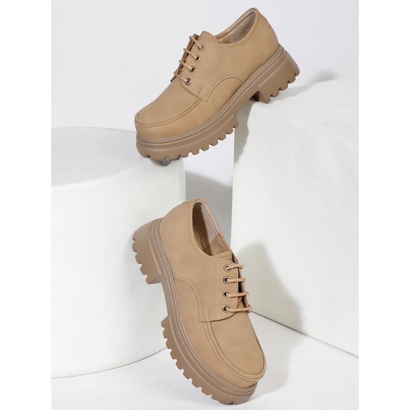 VALIOSAA Beige Casual Lace Up Casual Boots (EURO 35)