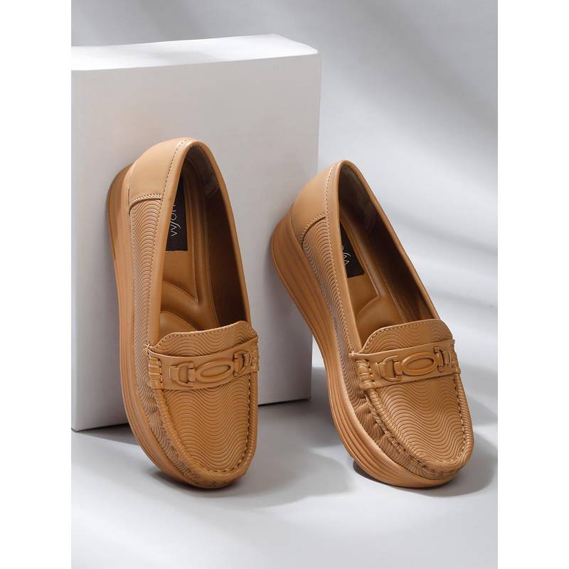 VALIOSAA Tan Casual Slip On Loafers (EURO 36)