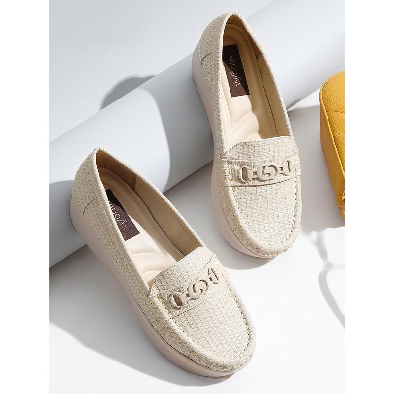 VALIOSAA Cream Casual Slip On Loafers (EURO 36)